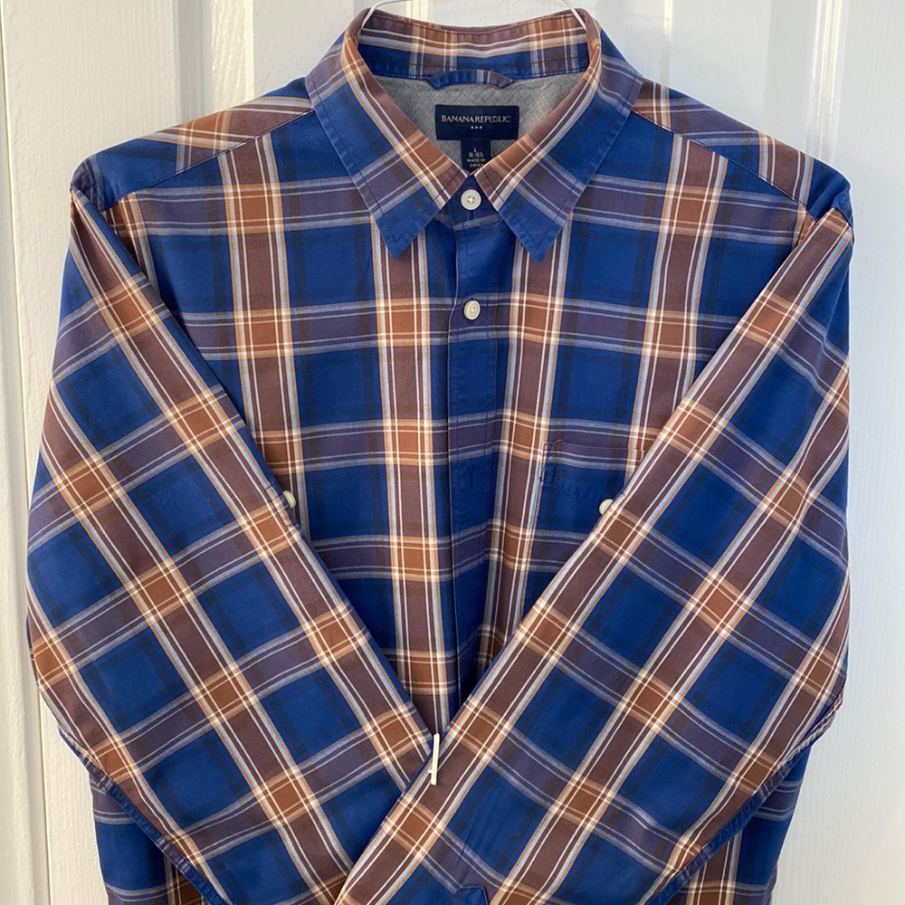 Banana Republic long sleeve button up - Large - Blue/Brown
